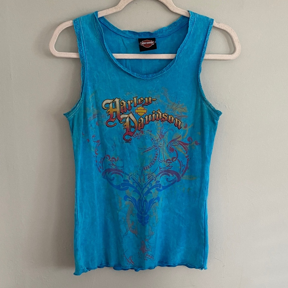 Harley-Davidson Women’s Blue Tank Top with Logo Size Medium